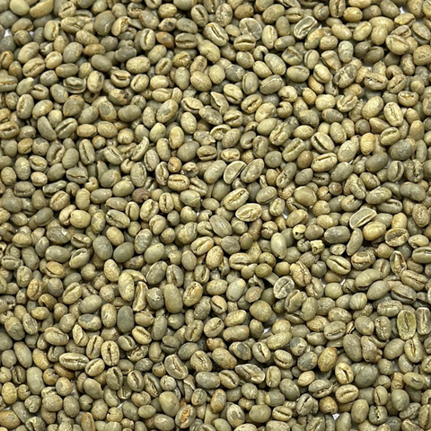 A close-up image of green coffee and unfrosted beans.